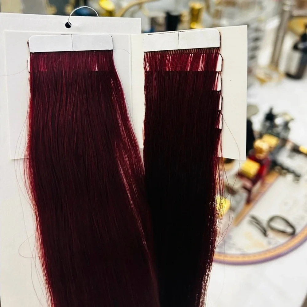 NEW 22’ Red-violet (4rv)Hair Extensions 100% remy human hair(2 packages) - Picture 4 of 5